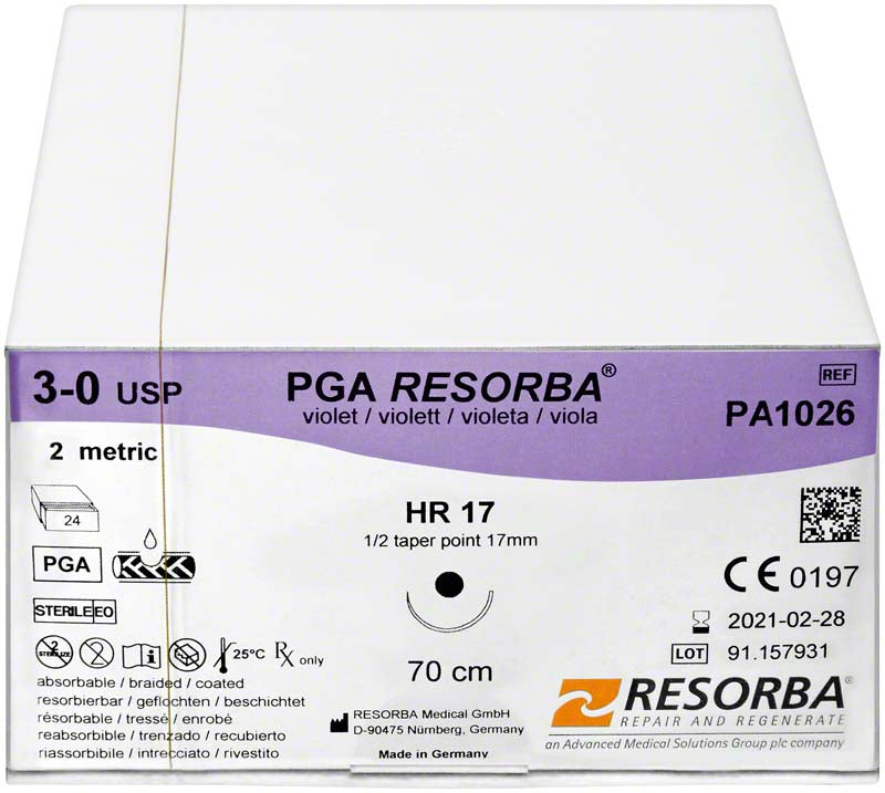 RESORBA PGA, violett, 24 Stk, 45 cm, USP 5/0, DS18