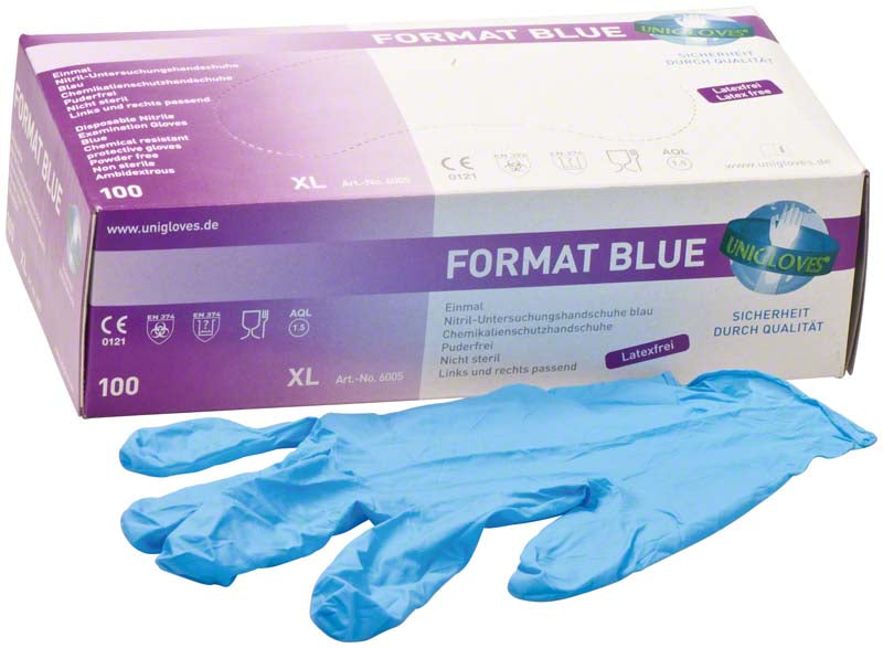 FORMAT BLUE Nitril Untersuchungshandschuhe, 100 Stk, blau, S