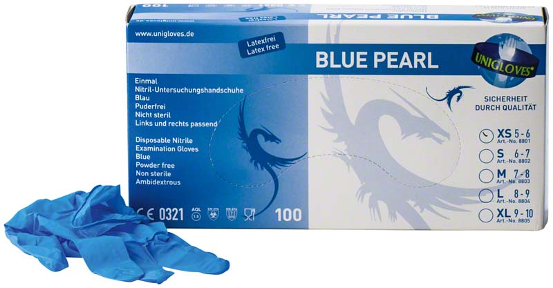 BLACK PEARL Nitril Untersuchungshandschuhe, puderfrei, 100 Stk, XS, blau