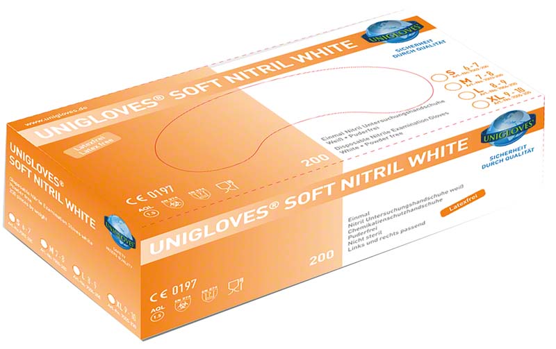 SOFT NITRIL WHITE Untersuchungshandschuhe, puderfrei, weiß, 100 Stk, L
