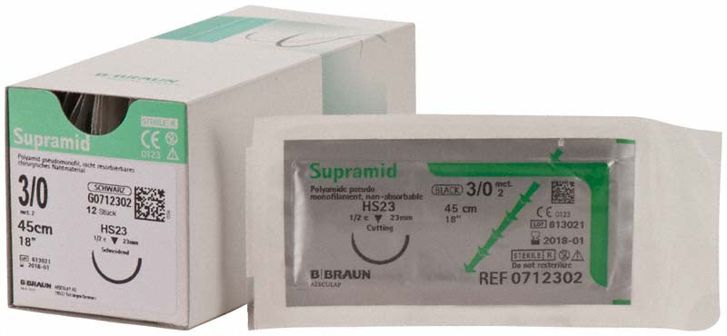 Supramid®, schwarz, 12 Stk, 45 cm, USP 3/0, HS 23