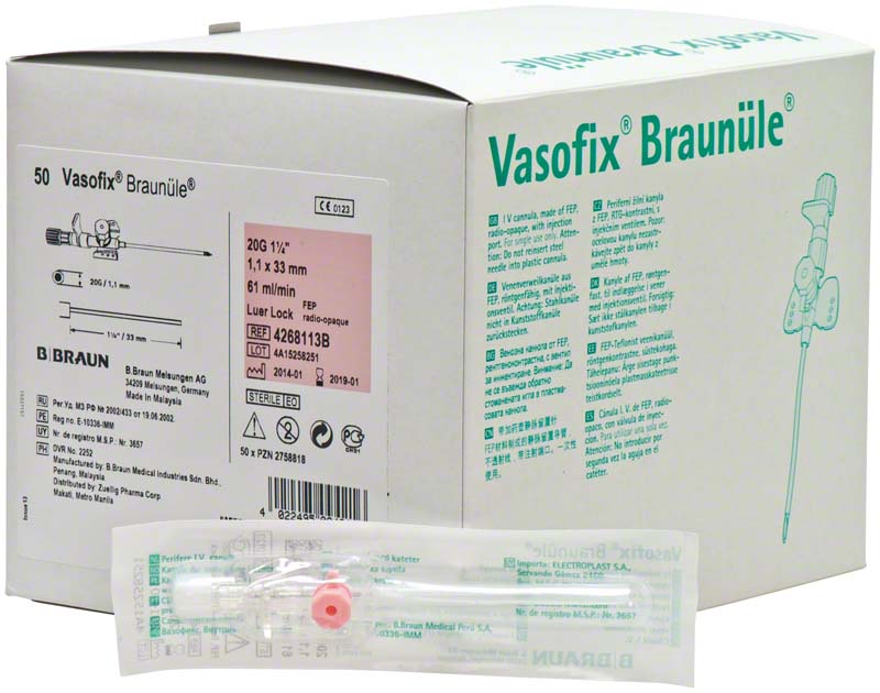 Vasofix® Braunüle®, 50 Stk, rosa, G20, 1,1 x 33 mm