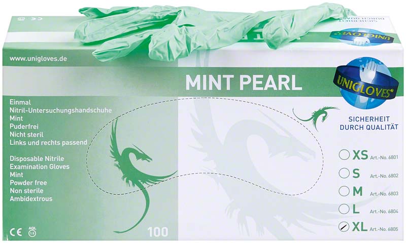 MINT PEARL Nitril Untersuchungshandschuhe, 100 Stk, mint, XL
