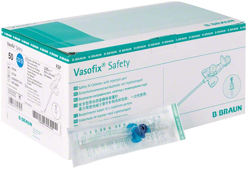 Vasofix® Safety Braunüle, 50 Stk, blau, G22, 0,9 x 25 mm