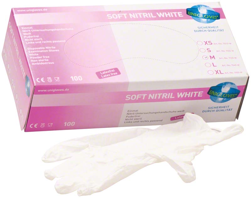 SOFT NITRIL WHITE Untersuchungshandschuhe, puderfrei, weiß, 100 Stk, M
