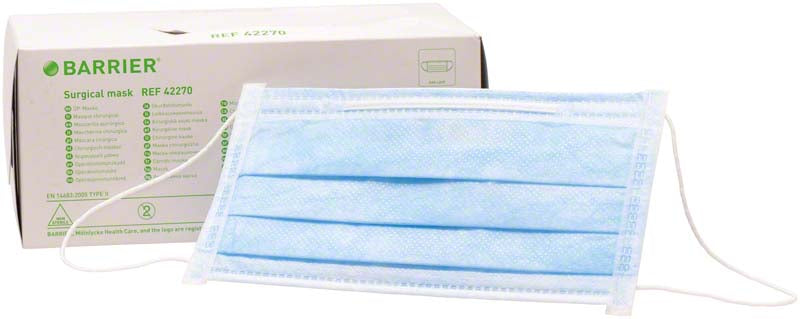 BARRIER® OP Maske Standard, Gummibänder, geringer Atemwiderstand, basic, 50 Stk, blau