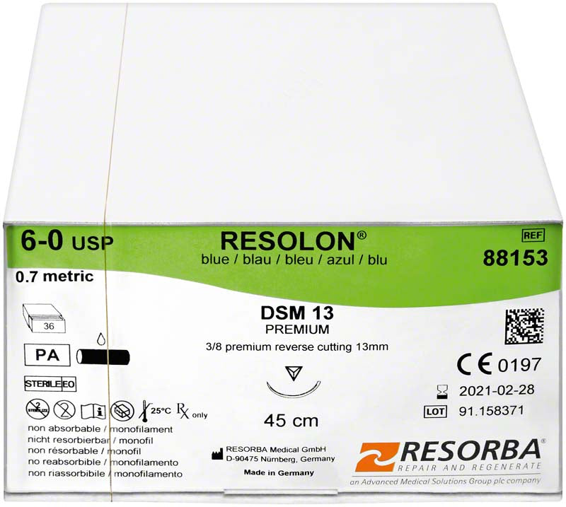 RESOLON, blau, 36 Stk, 45 cm, USP 6/0, DS13