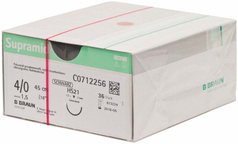 Supramid®, schwarz, 36 Stk, 45 cm, USP 4/0, HS 21