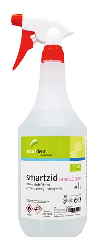 smartzid Flächendesinfektion, 1 Liter Sprühflasche, bubble gum