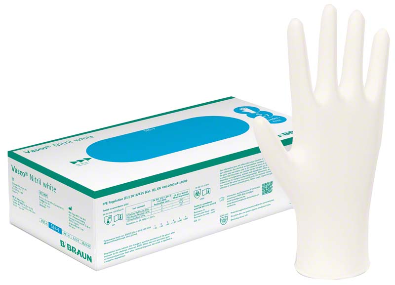 Vasco® Nitril Untersuchungshandschuhe, puderfrei, weiß, 100 Stk, M