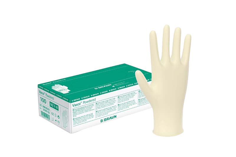 Vasco® Latex Untersuchungshandschuhe, gepudert, weiß, 100 Stk, Gr. 8-9