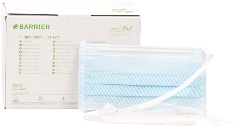 BARRIER® OP-Maske Special, zum Binden, hypoallergen, 60 Stk, blau