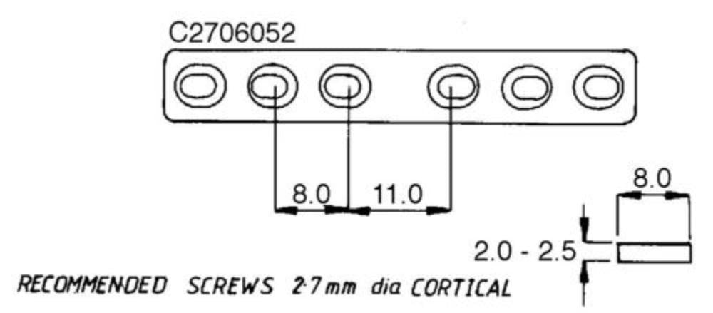 Kompressionsplatte 2,7 x 20 mm, 2 Loch (C2702020)
