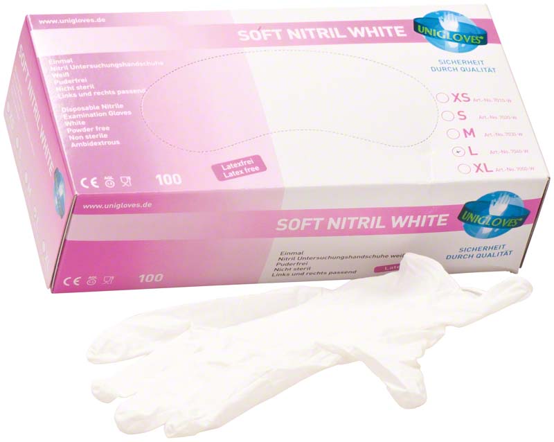 SOFT NITRIL WHITE Untersuchungshandschuhe, puderfrei, weiß, 100 Stk, XL