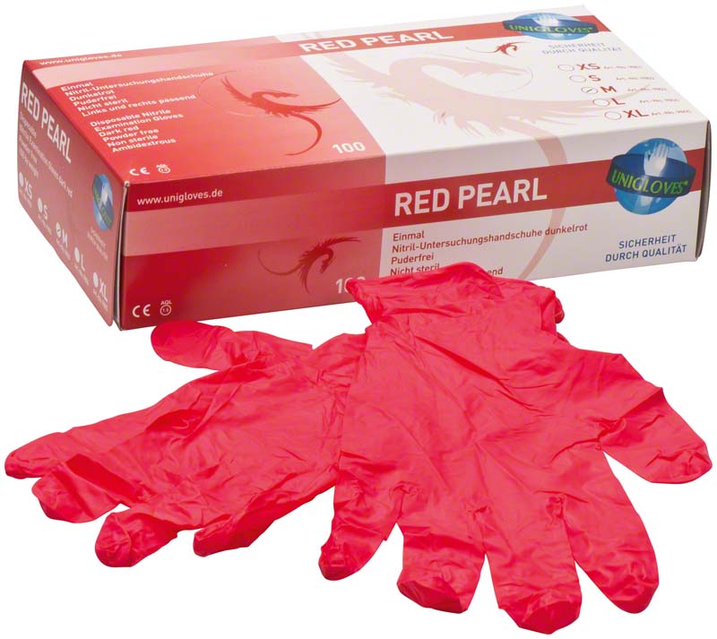 RED PEARL Nitril Untersuchungshandschuhe, 100 Stk, rot, M