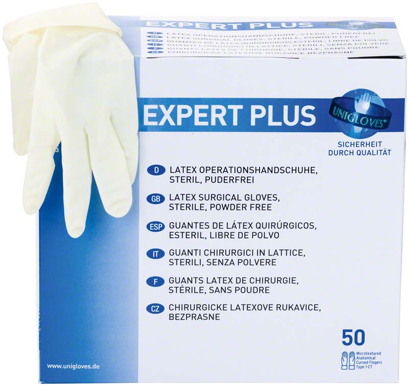 EXPERT PLUS Latex OP Handschuhe, 50 Paar, Gr. 7
