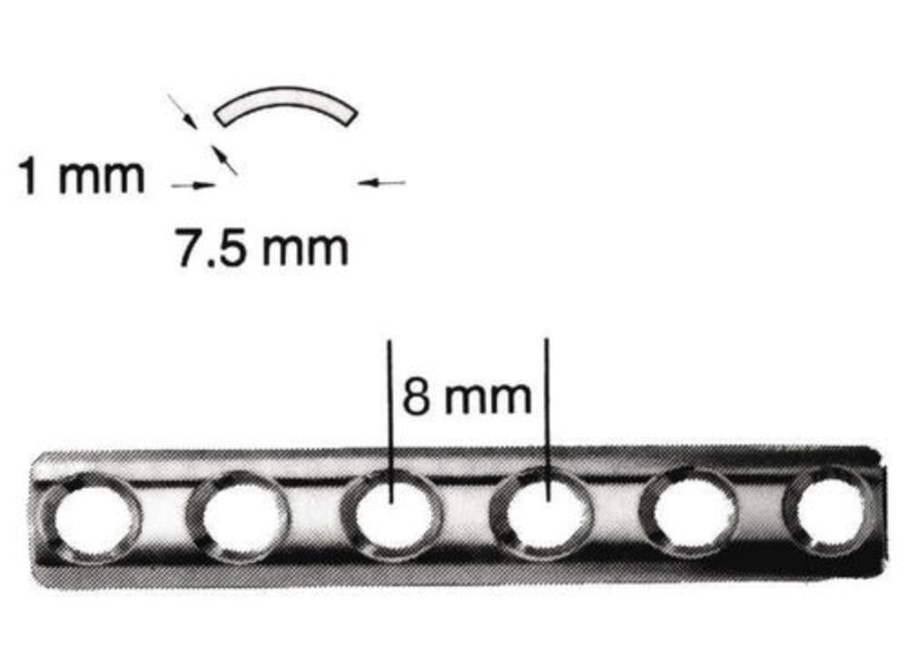 1/4 konvexe Platte, 2,7 x 47 mm, 6 Loch (T2706047)