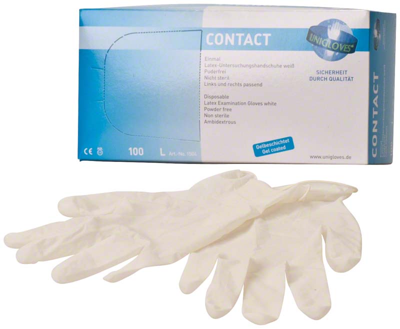 CONTACT Latex Untersuchungshandschuhe, puderfrei, 100 Stk, weiß, L