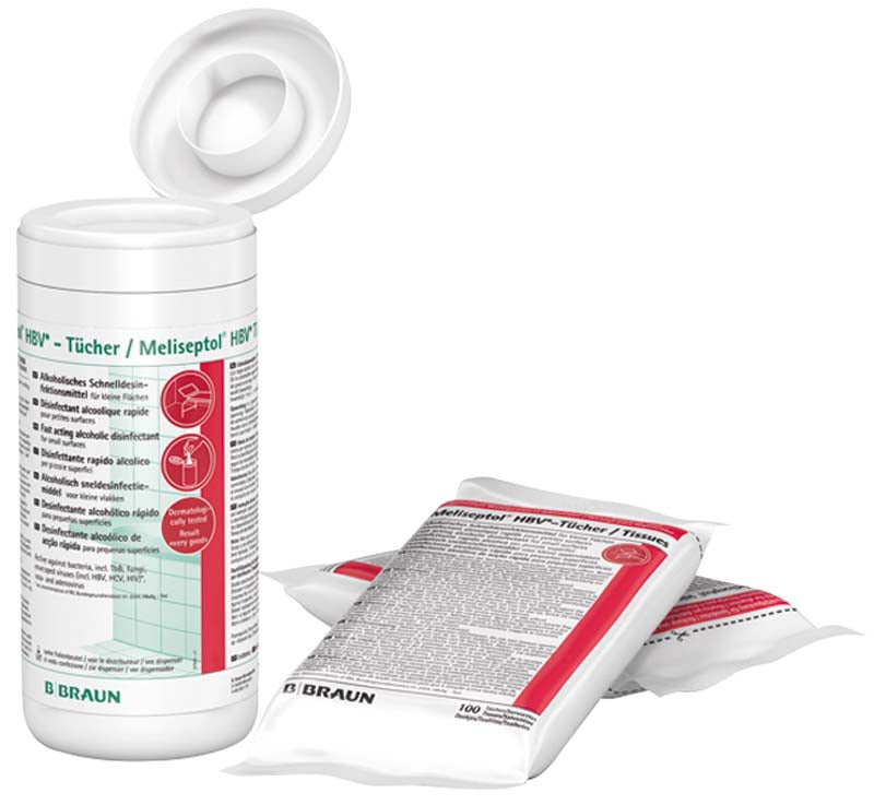 Meliseptol® HBV® Flächendesinfektionstücher, Dose inkl. 100 Stk.