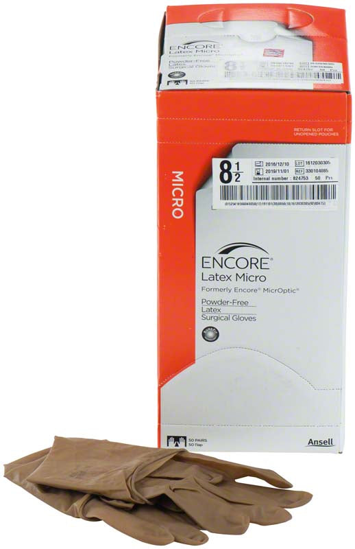 ENCORE® Latex Micro OP Handschuhe, braun, 50 Stk, Gr. 8,5