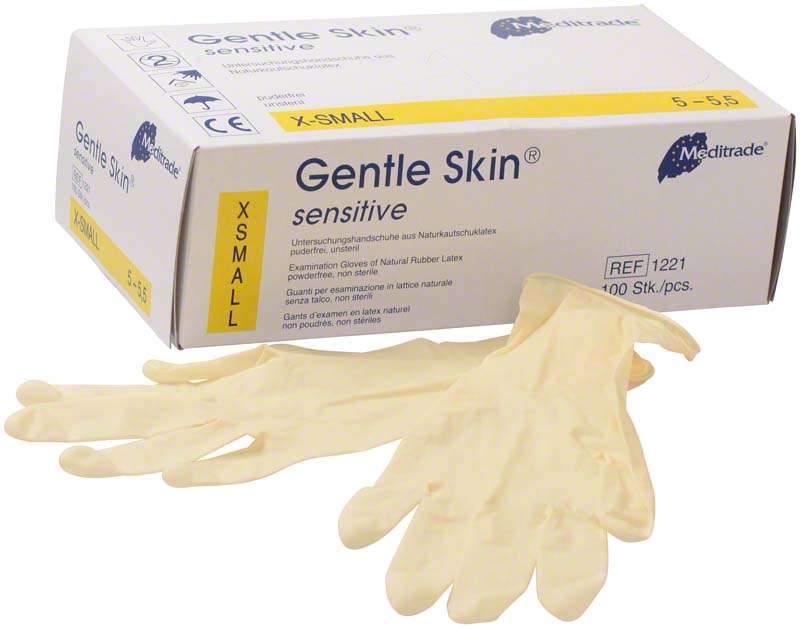 Gentle Skin® sensitive Latex Untersuchungshandschuhe, puderfrei, 100 Stk, XS