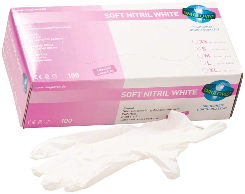 SOFT NITRIL WHITE Untersuchungshandschuhe, puderfrei, weiß, 100 Stk, S
