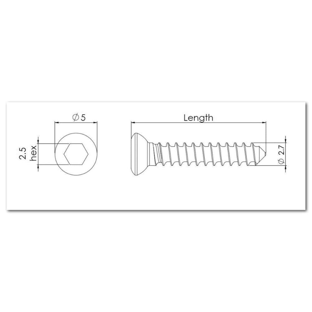 2,7 mm Kortikalisschraube mit Hex-Kopf, 14 mm lang (CS2714)