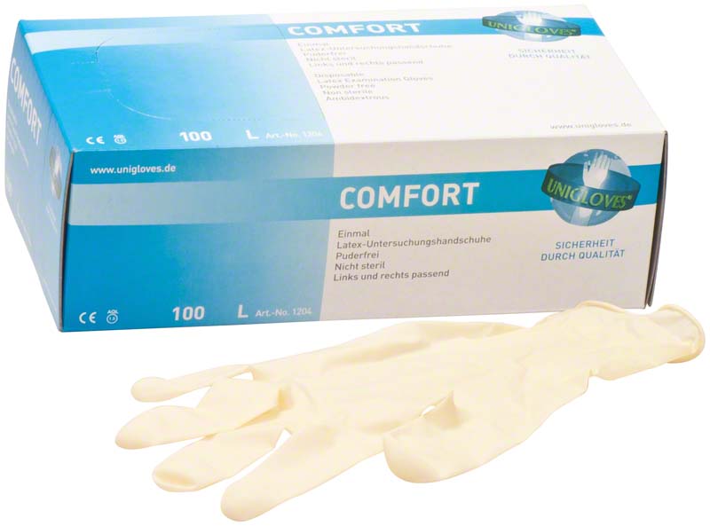 COMFORT Latex Untersuchungshandschuhe, puderfrei, 100 Stk, weiß, L