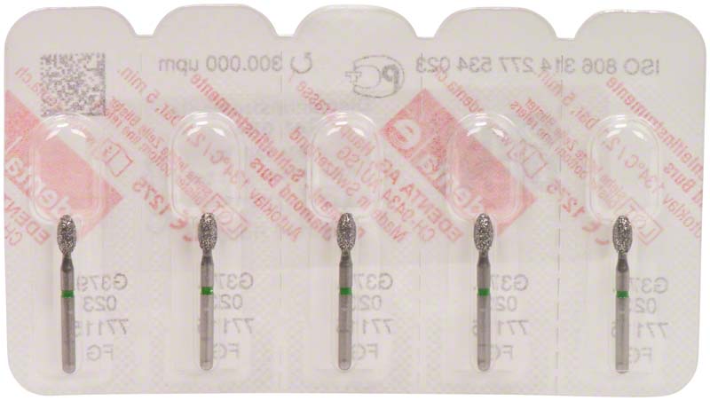Omni Diamanten 379 für Tubine, 19 mm, grün grob, Eiform 4,5 mm, ISO 023
