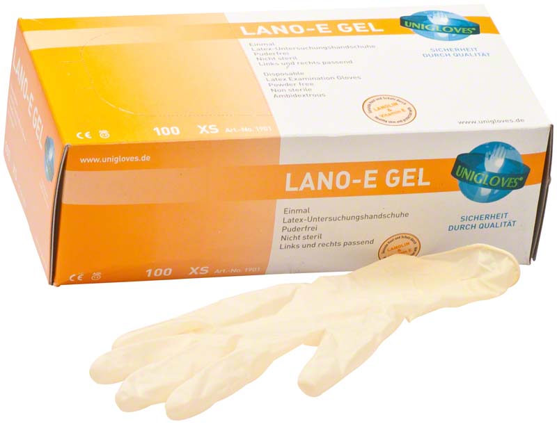 LANO-E GEL Latex Untersuchungshandschuhe, 100 Stk, weiß, XS