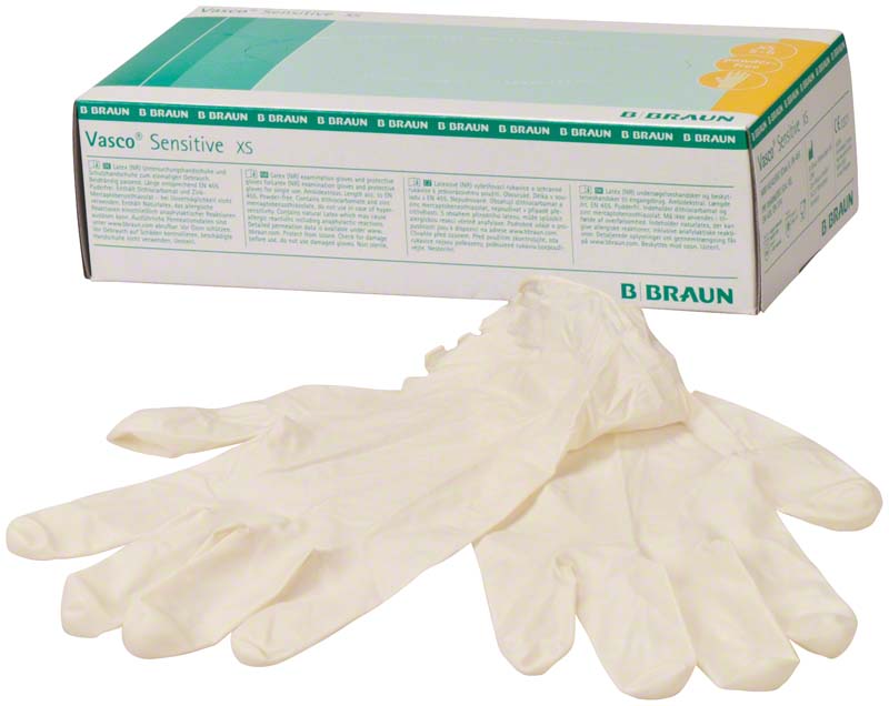 Vasco® Sensitive Latex Untersuchungshandschuhe, puderfrei, weiß, 100 Stk, XS
