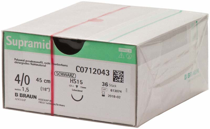 Supramid®, schwarz, 36 Stk, 45 cm, USP 4/0, HS 15