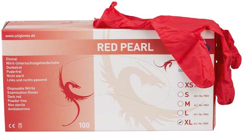 RED PEARL Nitril Untersuchungshandschuhe, 100 Stk, rot, XL