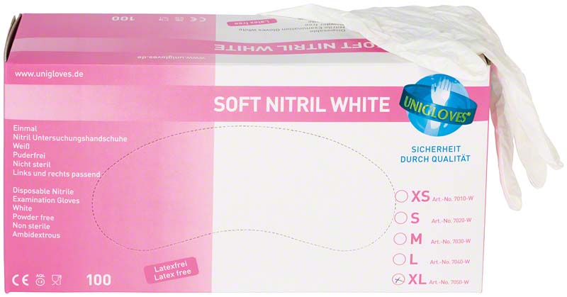 SOFT NITRIL WHITE Untersuchungshandschuhe, puderfrei, weiß, 100 Stk, XL