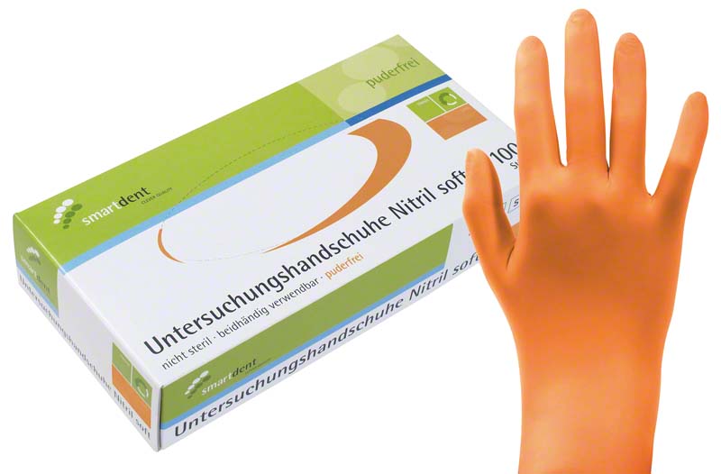 smart Nitril Untersuchungshandschuhe Soft, puderfrei, 100 Stk, orange, L