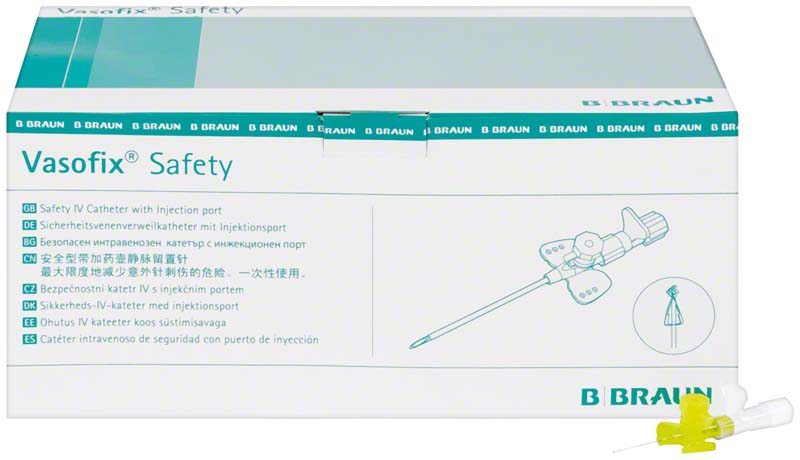 Vasofix® Safety Braunüle, 50 Stk, gelb, G24, 0,7 x 19 mm