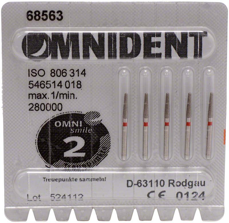 Omni Diamanten 847 für FG, 19 mm, rot fein, Konus Kante rund ISO 018