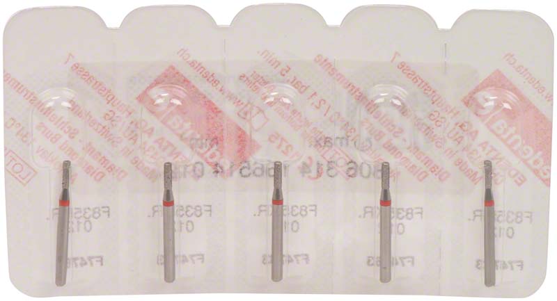 Omni Diamanten 835 für Turbine, 19 mm, rot fein, Zylinder Kante rund ISO 012
