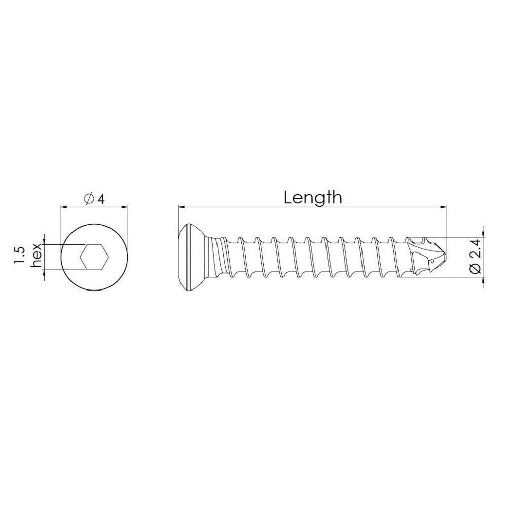 2,4 mm Kortikalisschraube selbstschn., Hex-Kopf, 9 mm lang (CSST2409)