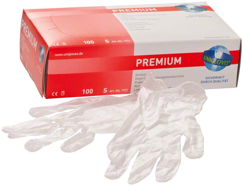 PREMIUM Vinyl Untersuchungshandschuhe, puderfrei, 100 Stk, S