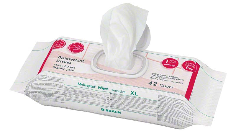Meliseptol® Wipes sensitive, Flächendesinfektionstücher XL, 42 Tücher 24x30 cm
