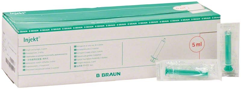 Injekt® Solo Einmal Spritzen, grün, Luer, 100 Stk, 5 ml