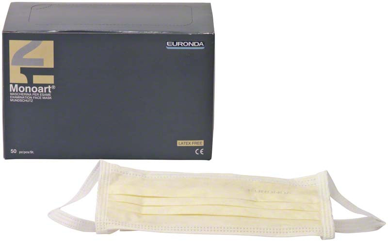 Monoart® Mund-Nasen-Schutz Protection 3, mit Bändern, 50 Stk, gelb