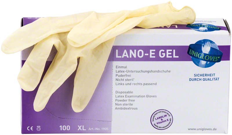 LANO-E GEL Latex Untersuchungshandschuhe, 100 Stk, weiß, XL