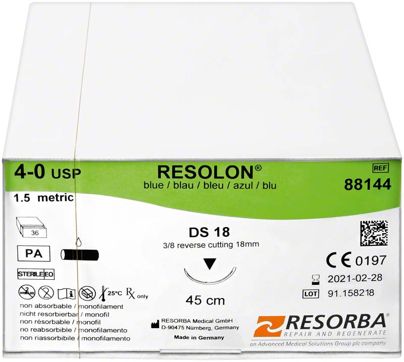 RESOLON, blau, 36 Stk, 45 cm, USP 4/0, DS18