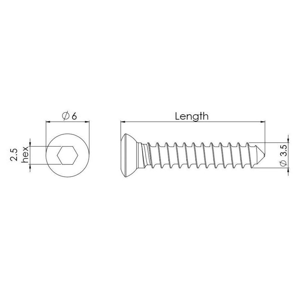 3,5 mm Kortikalisschraube mit Hex-Kopf, 15 mm lang (CS3515)