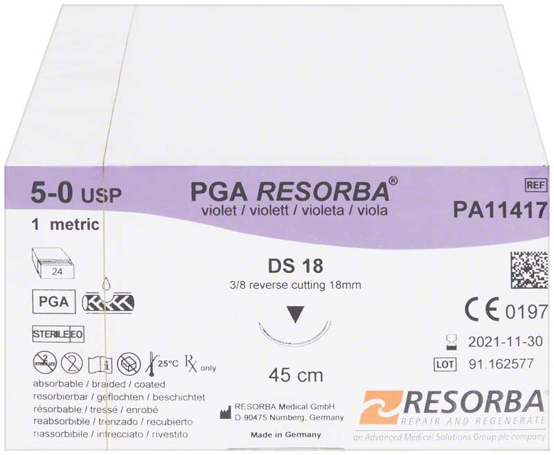 RESORBA PGA, violett, 24 Stk, 45 cm, USP 5/0, DS18