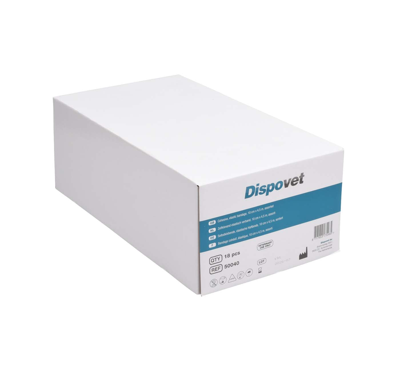 Dispovet elastische Kohesivbinden, 10 cm x 4,5 m, 18 Stk. farblich sortiert