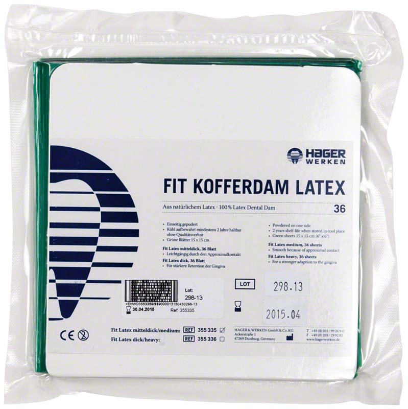 FIT Kofferdam®-Latex, 15x15 cm, 36 Stk, medium
