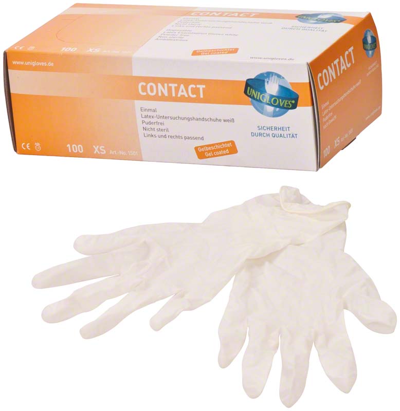 CONTACT Latex Untersuchungshandschuhe, puderfrei, 100 Stk, weiß, S
